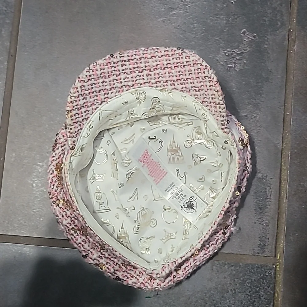 Disney Tweed Pink Sequin Princess Hat Cap Size XS/S (3-6 Age Girls)